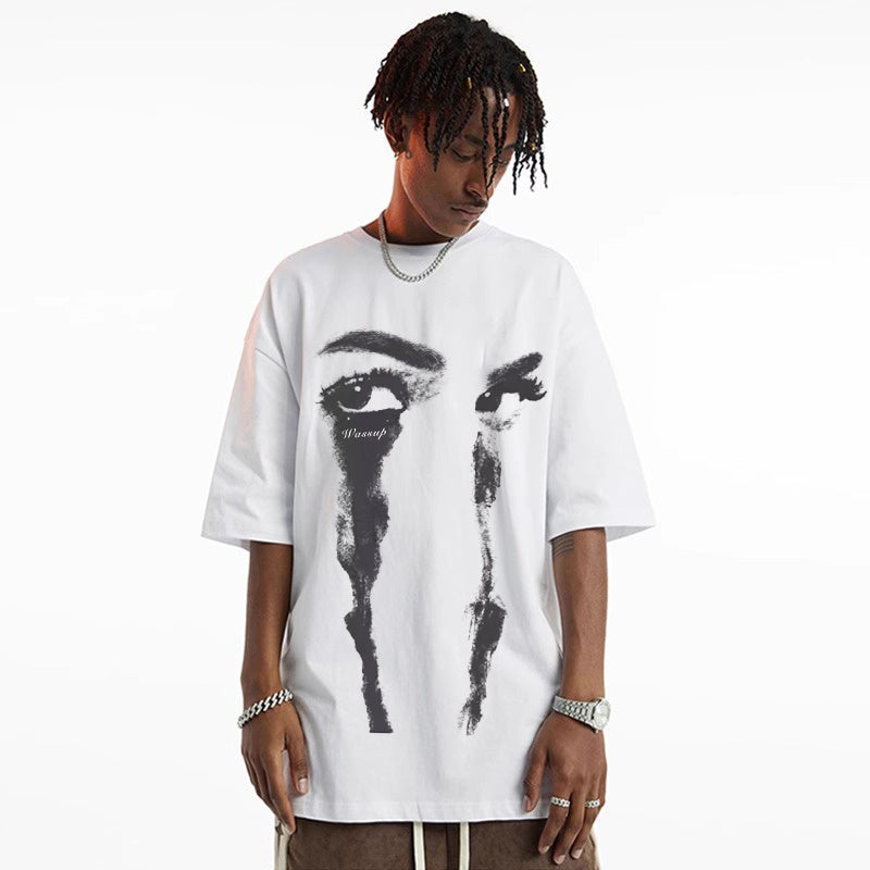Resoxys American Hip Hop Cotton Short Sleeve Boys' Vintage Loose Top